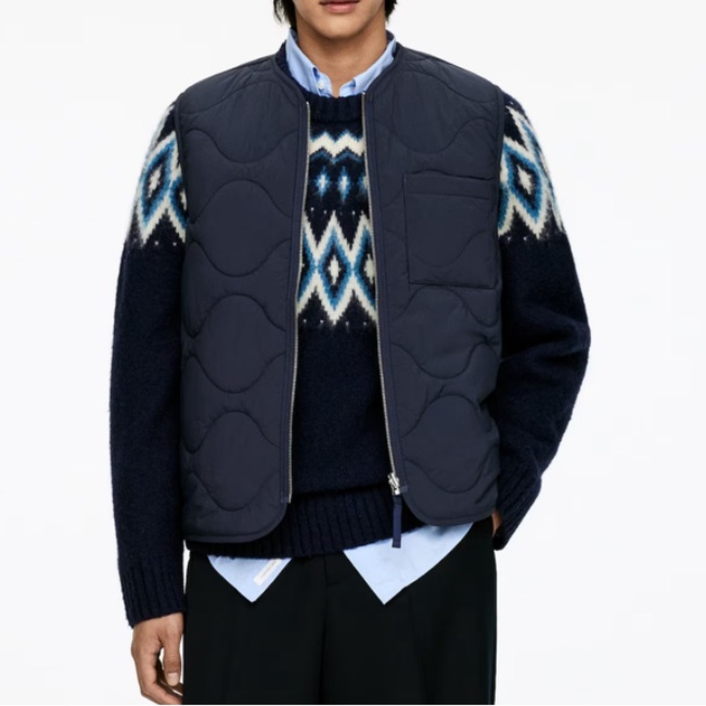 Arket Navy reversible light weight Quilted Vest